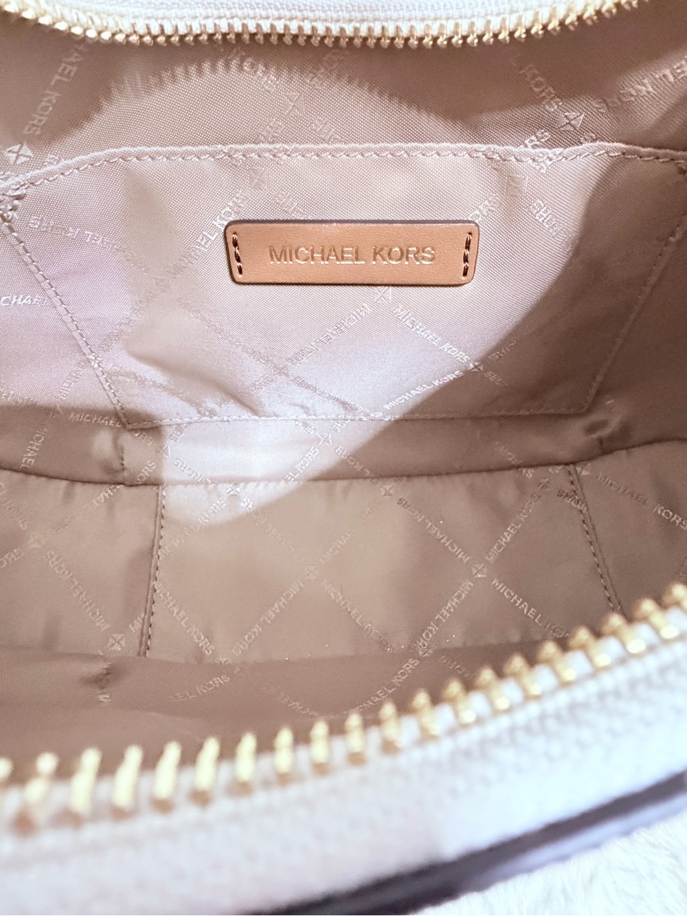 Michael Kors Vanilla and Brown Signature Shoulder Hobo - Picture 5 of 6